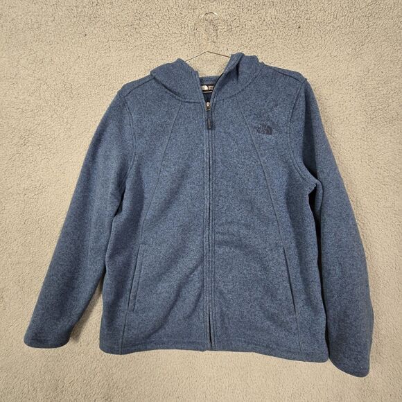 The North Face Crescent Full Zip Hoodie Jacket Heather Blue Fleece Womens XL - Picture 1 of 8